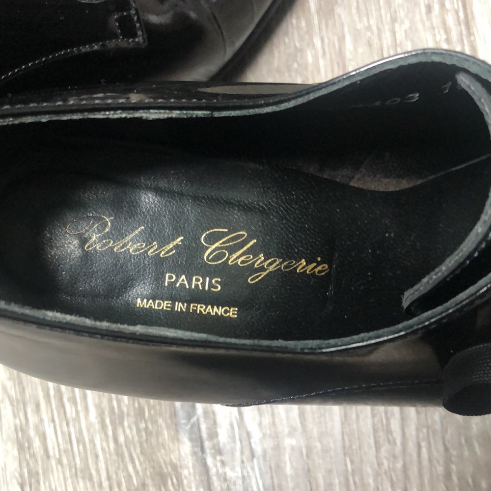 Robert Clergerie Patent Leather Oxford Lace-up Shoe Block Heel - Picture 6 of 12